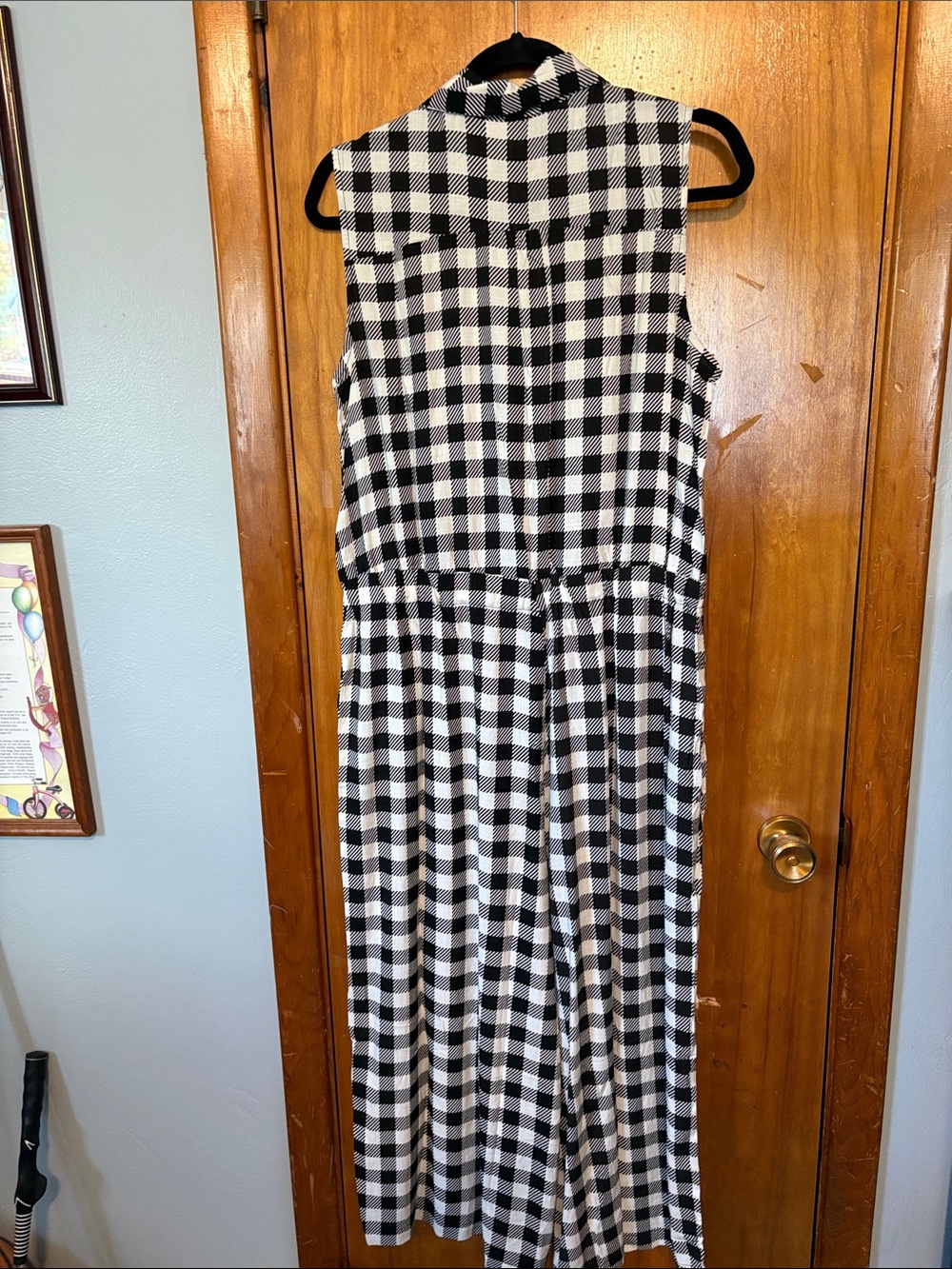 NWT LuLaRoe Black and White Kathy Gingham Sleeveless Jumpsuit - Size L - Picture 2 of 7